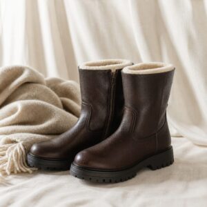 Botas marrones de invierno con forro de borreguito