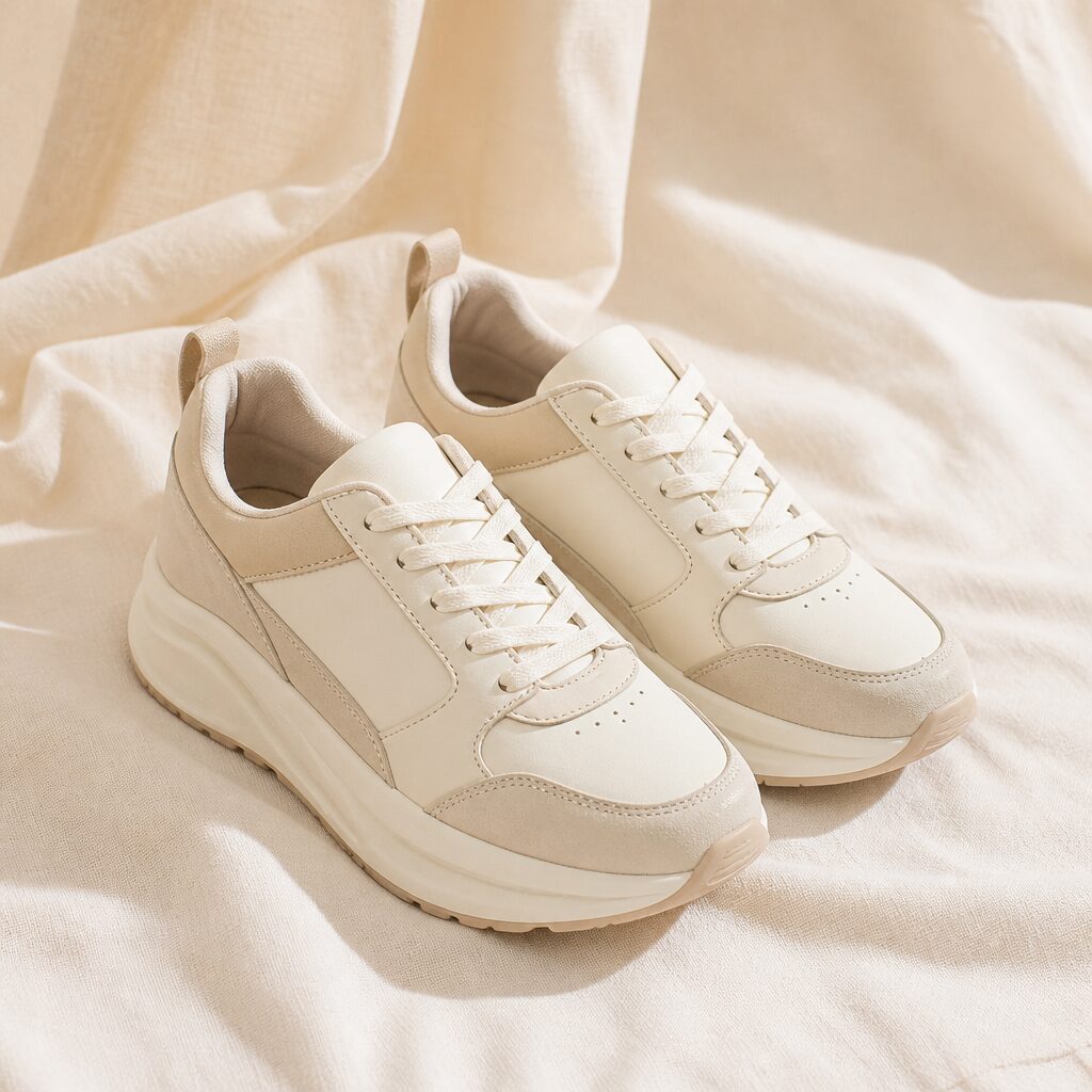 Deportivas beige de horma ancha con suela amortiguada